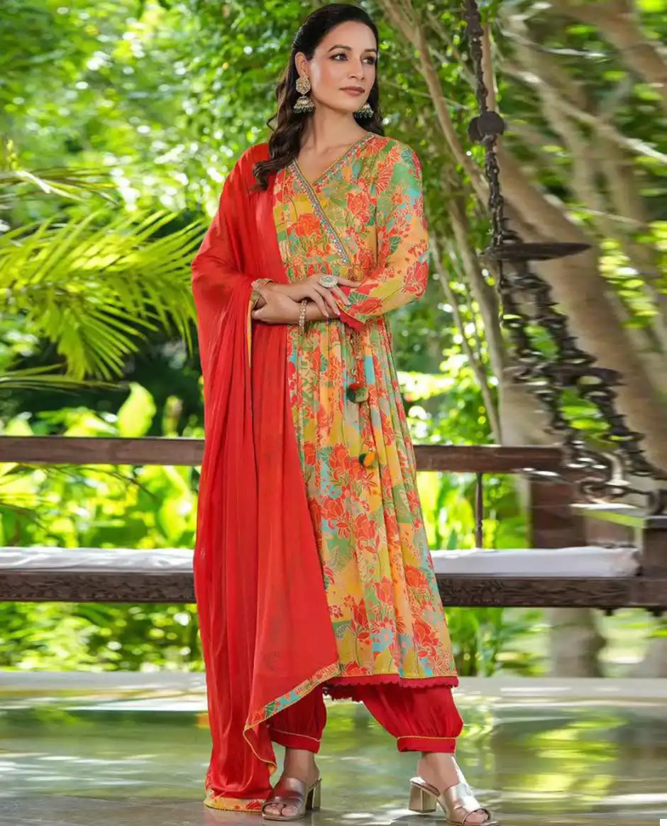 M Prints Alia Cut Collection Chinon Wholesale Designer Readymade Salwar Suit Catalog — Wholesale Salwar Suits, MPA wholesale from Surat — view 1