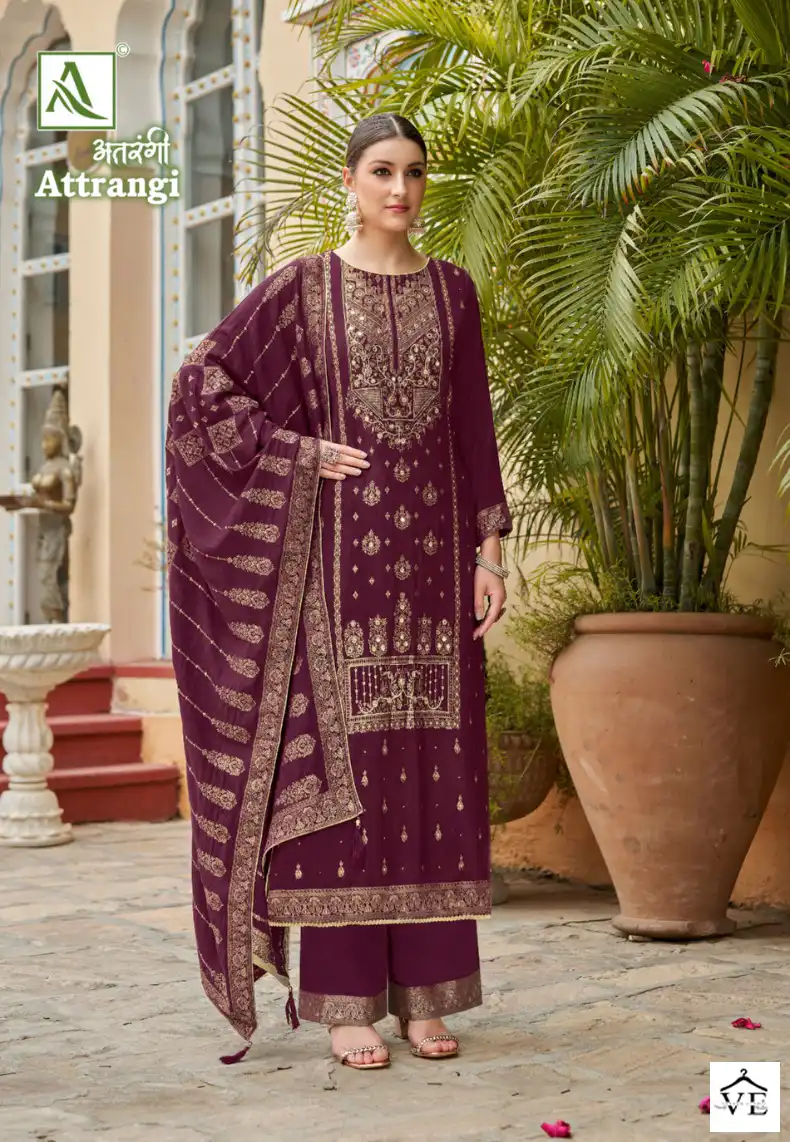 Alok Suits Attrangi Pashmina Wholesale Heavy Hand Work Designer Winter Wear Salwar Suit Catalog — Wholesale Salwar Suits, Alok Suit wholesale from Surat — view 3