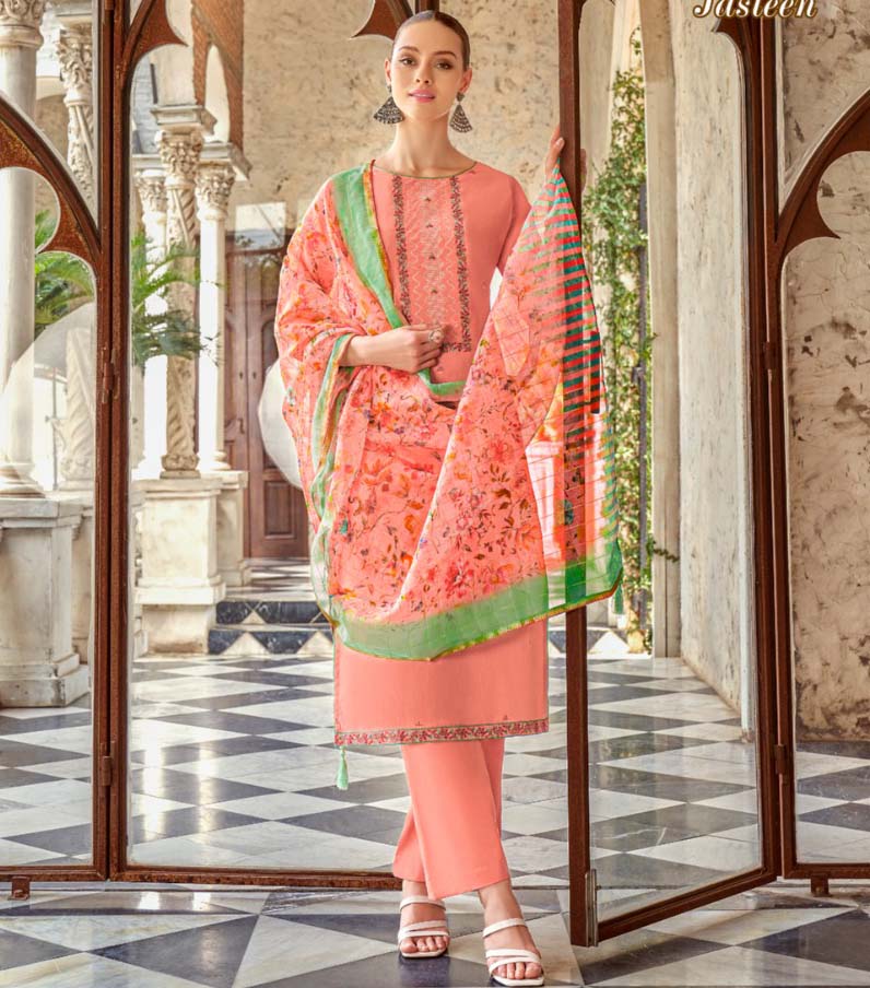 Alok Suits Jasleen Viscose Wholesale Fancy Embroidery Work Salwar Suit Catalog — Wholesale Salwar Suits, Alok Suit wholesale from Surat — view 1