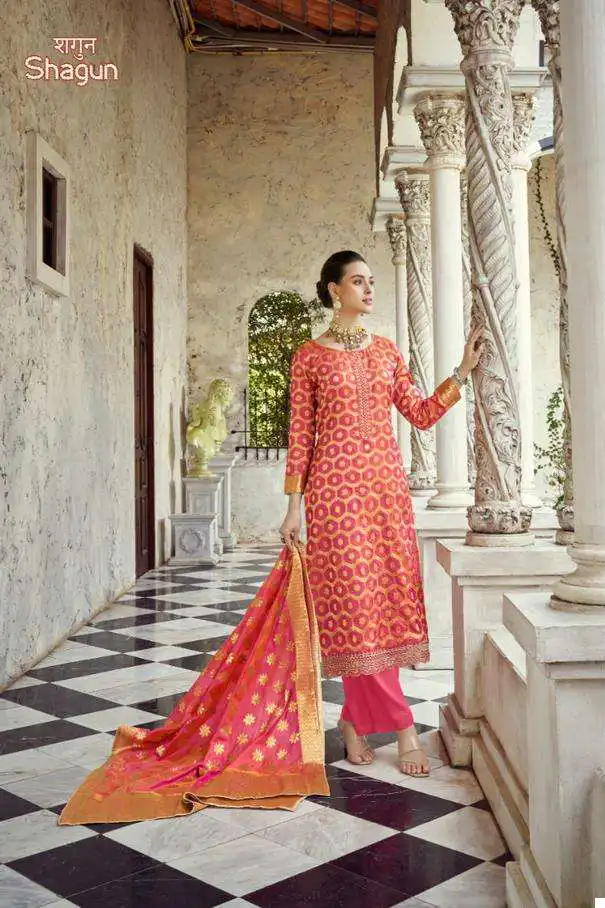 Alok Suits Shagun Viscose Jacquard Wholesale Designer Suits Catalog — Wholesale Salwar Suits, Alok Suit wholesale from Surat - Gallery Image 6
