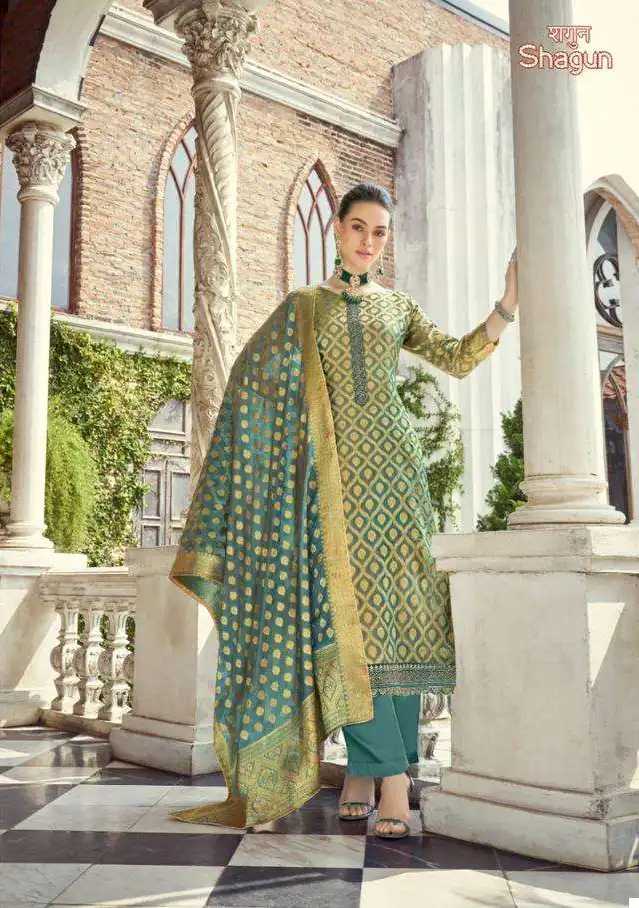 Alok Suits Shagun Viscose Jacquard Wholesale Designer Suits Catalog — Wholesale Salwar Suits, Alok Suit wholesale from Surat - Gallery Image 4