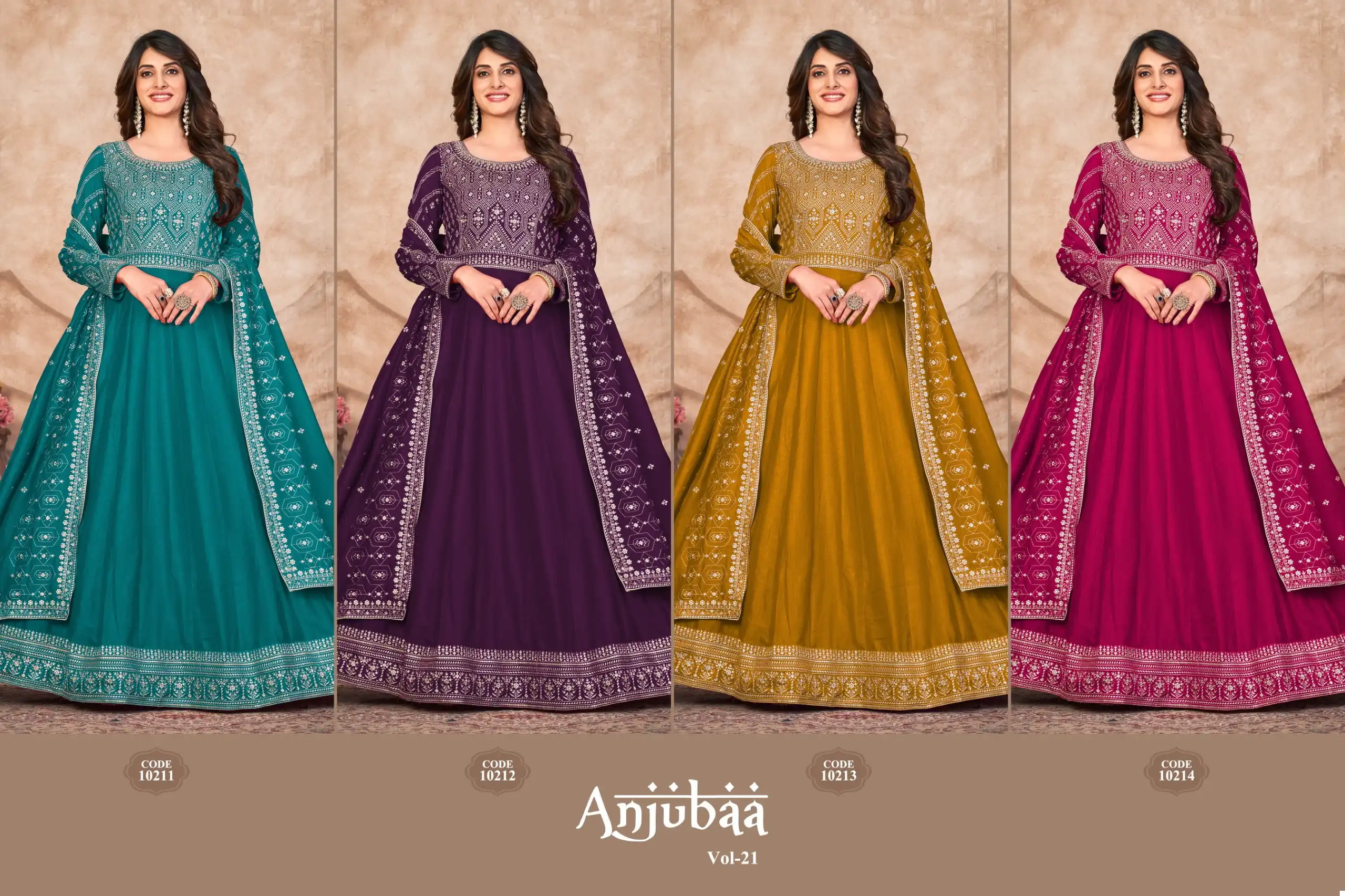 Anjubaa Vol 21 Art Silk Wholesale Designer Suits Catalog — Wholesale Salwar Suits, MPA wholesale from Surat — view 5