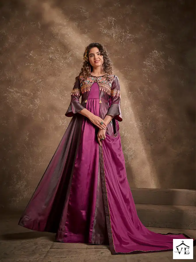 Vardan Apsara Vol 1 Triva Silk Wholesale Long Gown With Dupatta — Wholesale Kurtis, MPA wholesale from Surat — view 2