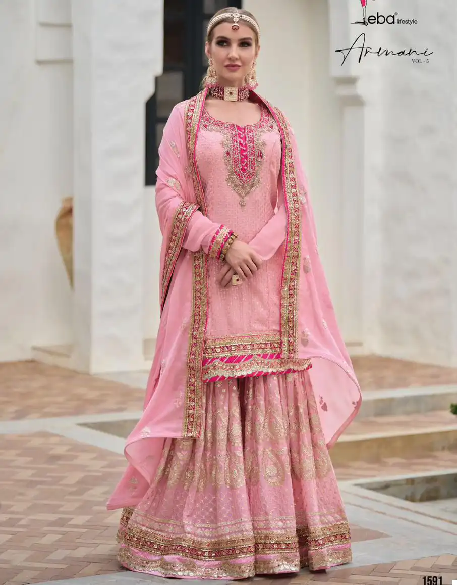 Eba Lifestyle Armani Vol-5 Faux Georgette Wholesale Readymade Designer Suit — Wholesale Salwar Suits, Eba Lifestyle wholesale from Surat — view 1
