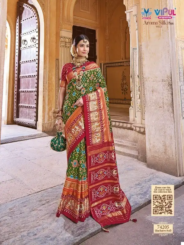 Vipul Aroma Silk Plus Vol-2 Smooth Patola Silk Wholesale Wedding Saree Catalog — Wholesale Sarees, MPA wholesale from Surat — view 12