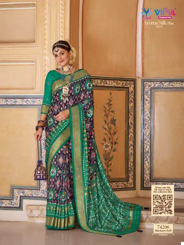 Vipul Aroma Silk Plus Vol-2 Smooth Patola Silk Wholesale Wedding Saree Catalog — Wholesale Sarees, MPA wholesale from Surat - Gallery Image 2