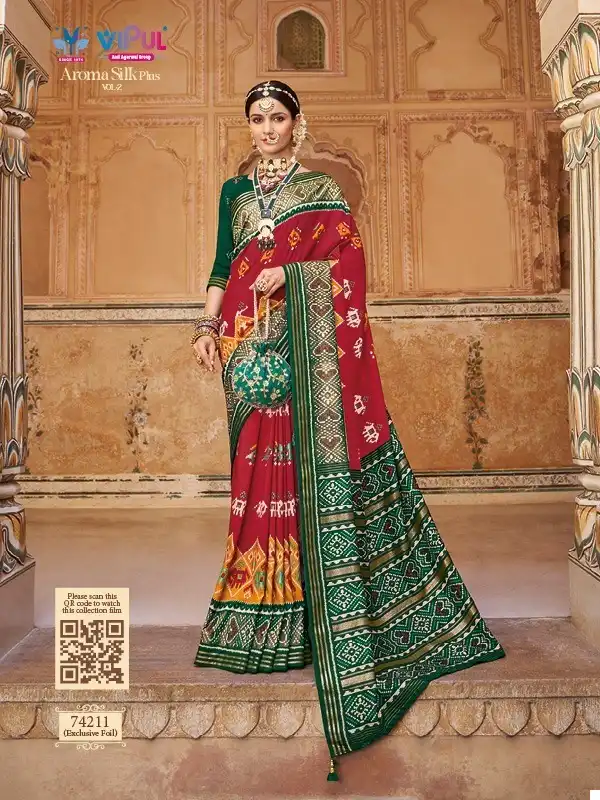Vipul Aroma Silk Plus Vol-2 Smooth Patola Silk Wholesale Wedding Saree Catalog — Wholesale Sarees, MPA wholesale from Surat - Gallery Image 5