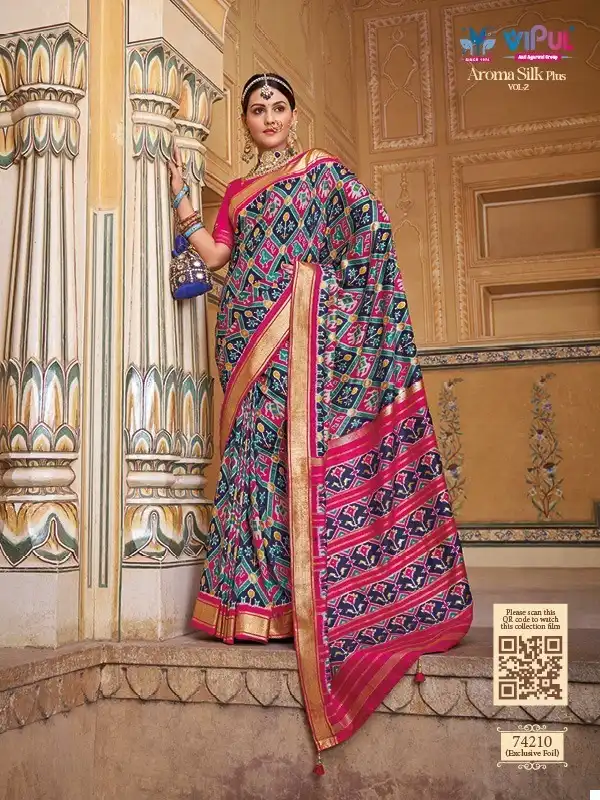 Vipul Aroma Silk Plus Vol-2 Smooth Patola Silk Wholesale Wedding Saree Catalog — Wholesale Sarees, MPA wholesale from Surat - Gallery Image 6