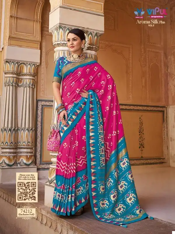 Vipul Aroma Silk Plus Vol-2 Smooth Patola Silk Wholesale Wedding Saree Catalog — Wholesale Sarees, MPA wholesale from Surat - Gallery Image 7