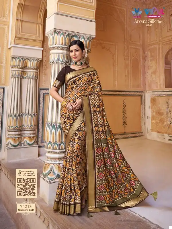 Vipul Aroma Silk Plus Vol-2 Smooth Patola Silk Wholesale Wedding Saree Catalog — Wholesale Sarees, MPA wholesale from Surat - Gallery Image 9