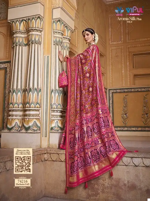 Vipul Aroma Silk Plus Vol-2 Smooth Patola Silk Wholesale Wedding Saree Catalog — Wholesale Sarees, MPA wholesale from Surat - Gallery Image 11