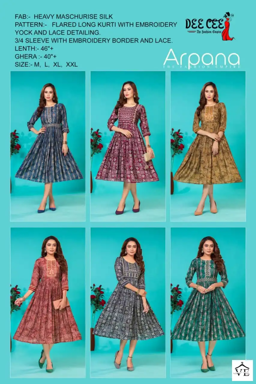 Deecee Arpana Heavy Maschurise Silk Wholesale Long Kurtis Catalog — Wholesale Kurtis, MPA wholesale from Surat — view 6