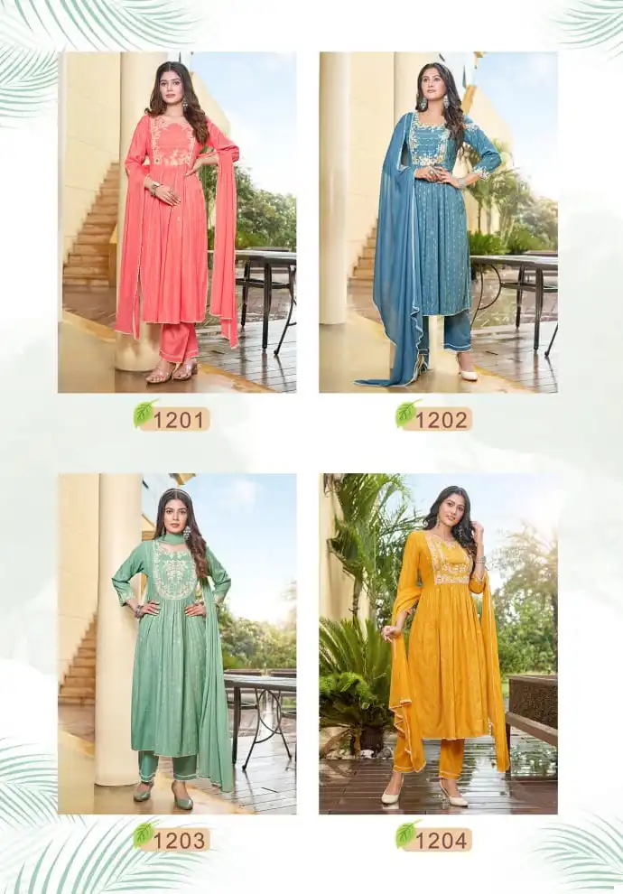 Pink Mirror Artistic Naira Cut Viscouse Wholesale Readymade Salwar Suit Catalog — Wholesale Salwar Suits, MPA wholesale from Surat — view 5