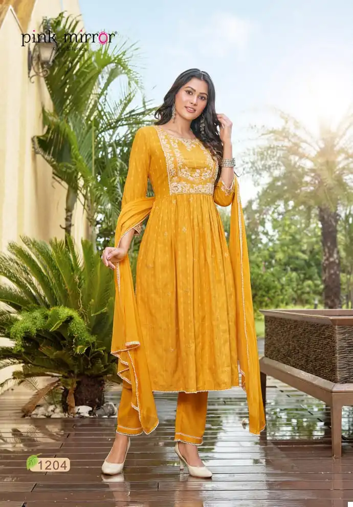 Pink Mirror Artistic Naira Cut Viscouse Wholesale Readymade Salwar Suit Catalog — Wholesale Salwar Suits, MPA wholesale from Surat - Gallery Image 4