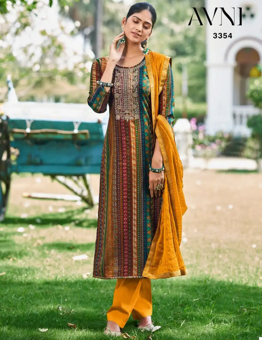 Rang Avni Muslin Wholesale Designer Salwar Suit Catalog — Wholesale Salwar Suits, MPA wholesale from Surat — view 1