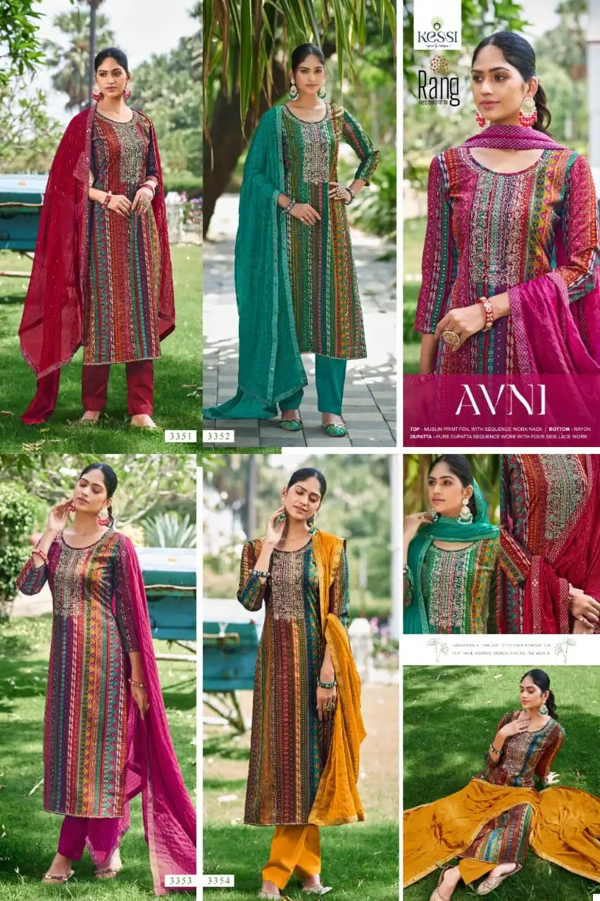 Rang Avni Muslin Wholesale Designer Salwar Suit Catalog — Wholesale Salwar Suits, MPA wholesale from Surat — view 5