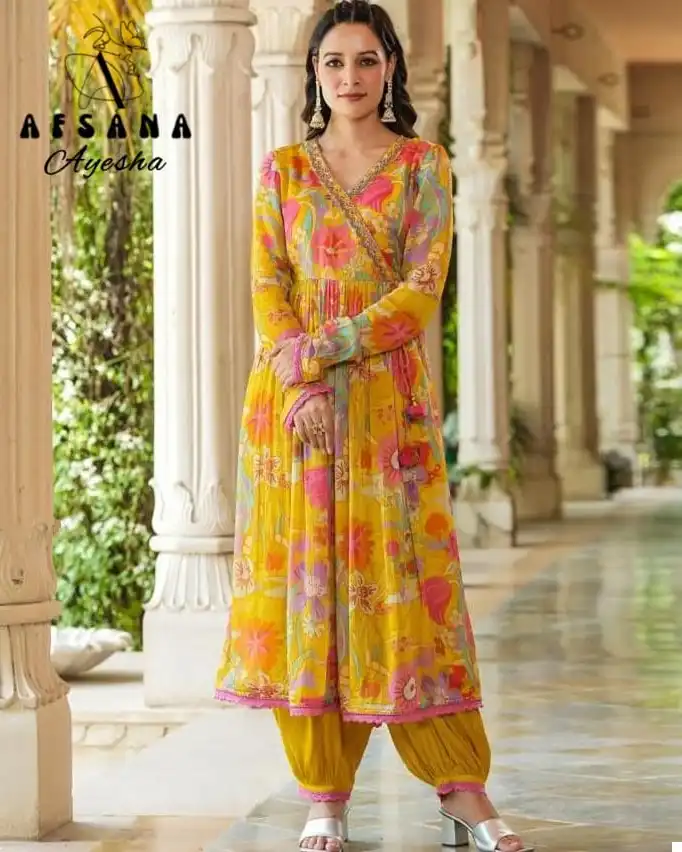 Afsana Ayesha Heavy Chinon Wholesale Readymade Size Set Catalog — Wholesale Salwar Suits, MPA wholesale from Surat — view 1