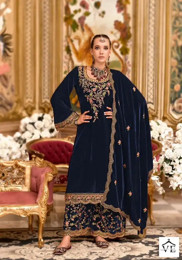 Sargam Aamira Premium 9000 Velvet Wholesale Designer Winter Wear Salwar Suit Catalog — Wholesale Salwar Suits, MPA wholesale from Surat - Gallery Image 2
