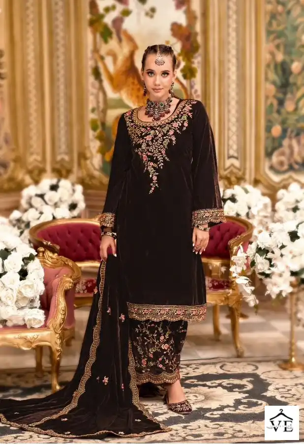 Sargam Aamira Premium 9000 Velvet Wholesale Designer Winter Wear Salwar Suit Catalog — Wholesale Salwar Suits, MPA wholesale from Surat - Gallery Image 3
