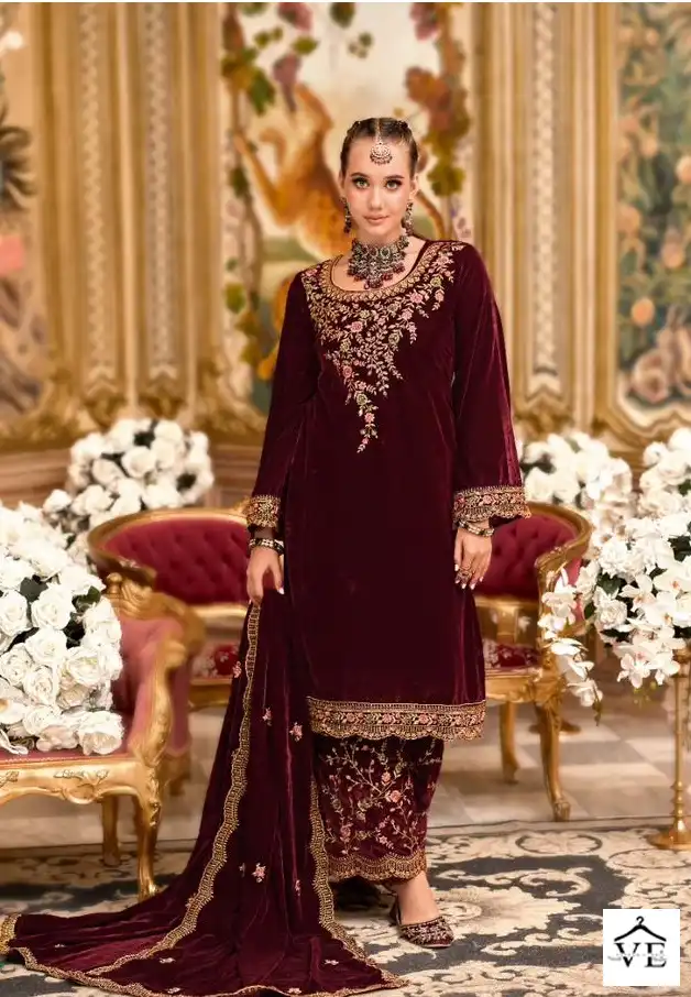Sargam Aamira Premium 9000 Velvet Wholesale Designer Winter Wear Salwar Suit Catalog — Wholesale Salwar Suits, MPA wholesale from Surat - Gallery Image 4