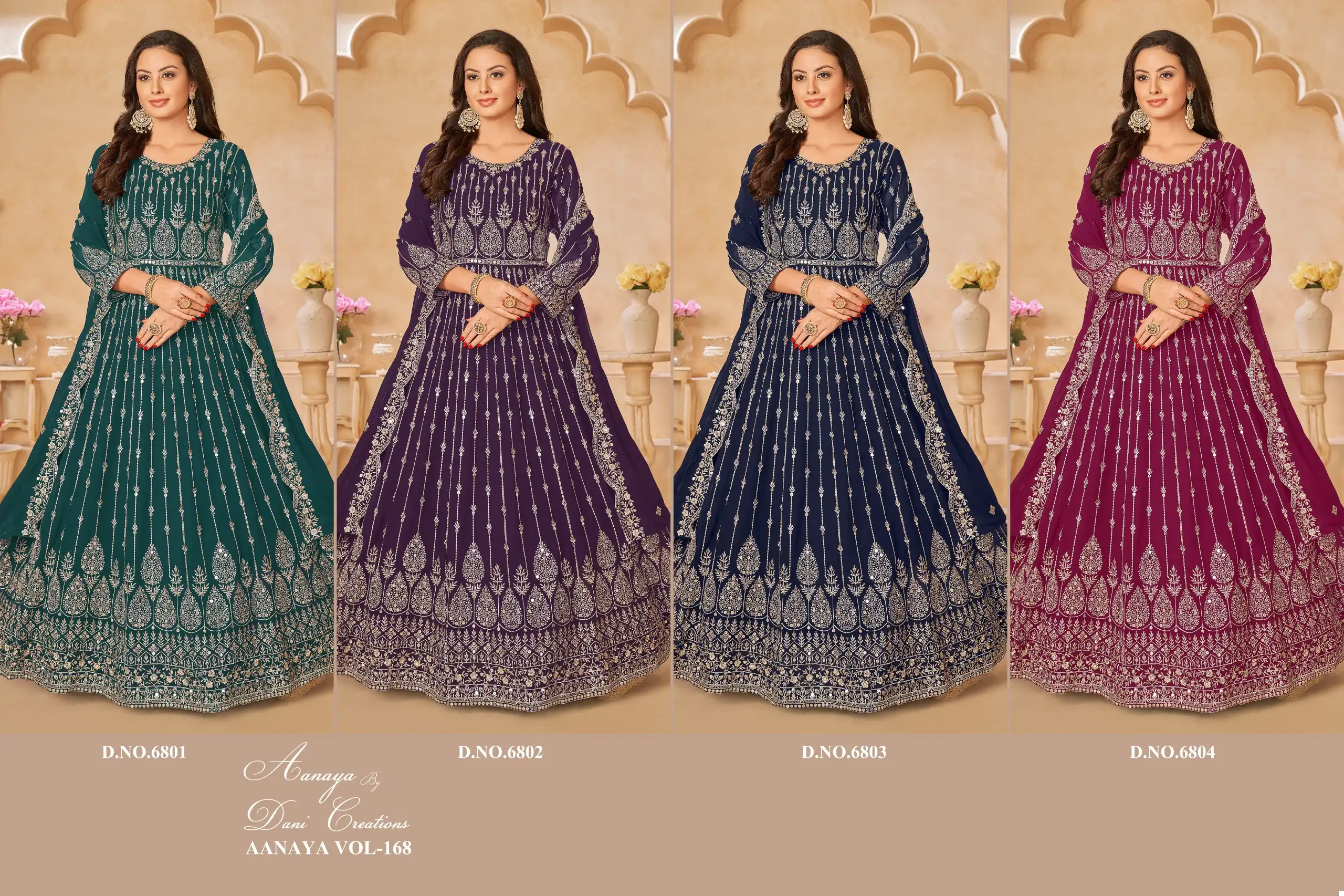 Aanaya Vol 168 Faux Georgette Wholesale Anarkali Designer Suits Catalog — Wholesale Salwar Suits, MPA wholesale from Surat — view 5