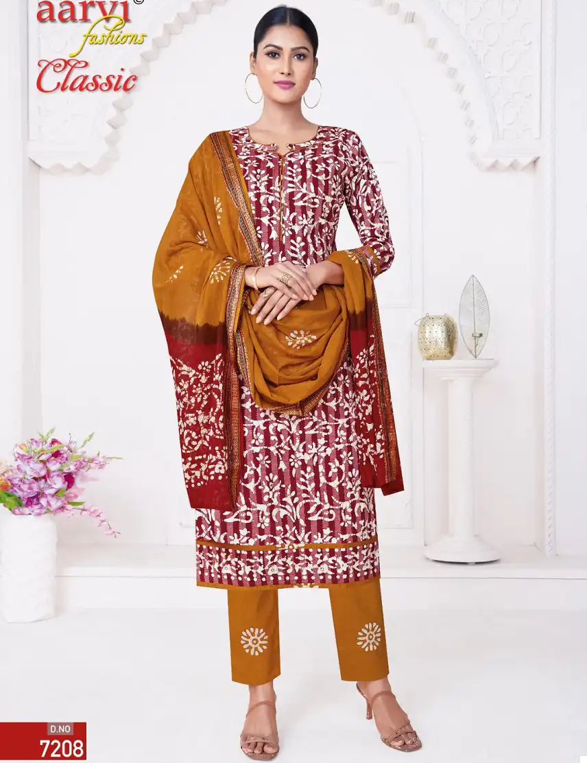 Aarvi Fashion Classic Vol-5 Heavy Weaving Chex Cotton Wholesale Readymade Suit Catalog - 8 Pcs Set — Wholesale Salwar Suits, MPA wholesale from Surat — view 1