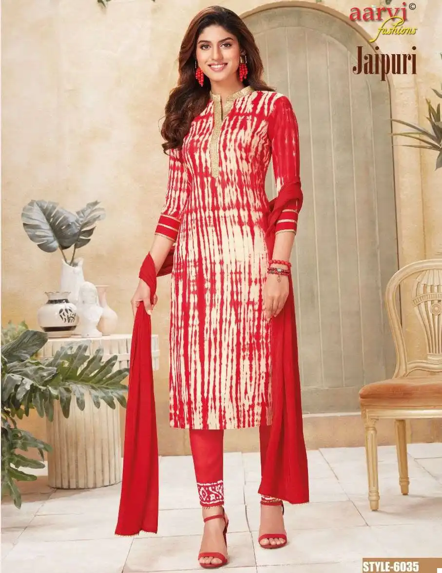 Aarvi Fashion Aarvi Jaipuri Vol 1 Pure Satin Cotton Wholesale Readymade Salwar Suit Catalog — Wholesale Salwar Suits, MPA wholesale from Surat — view 1