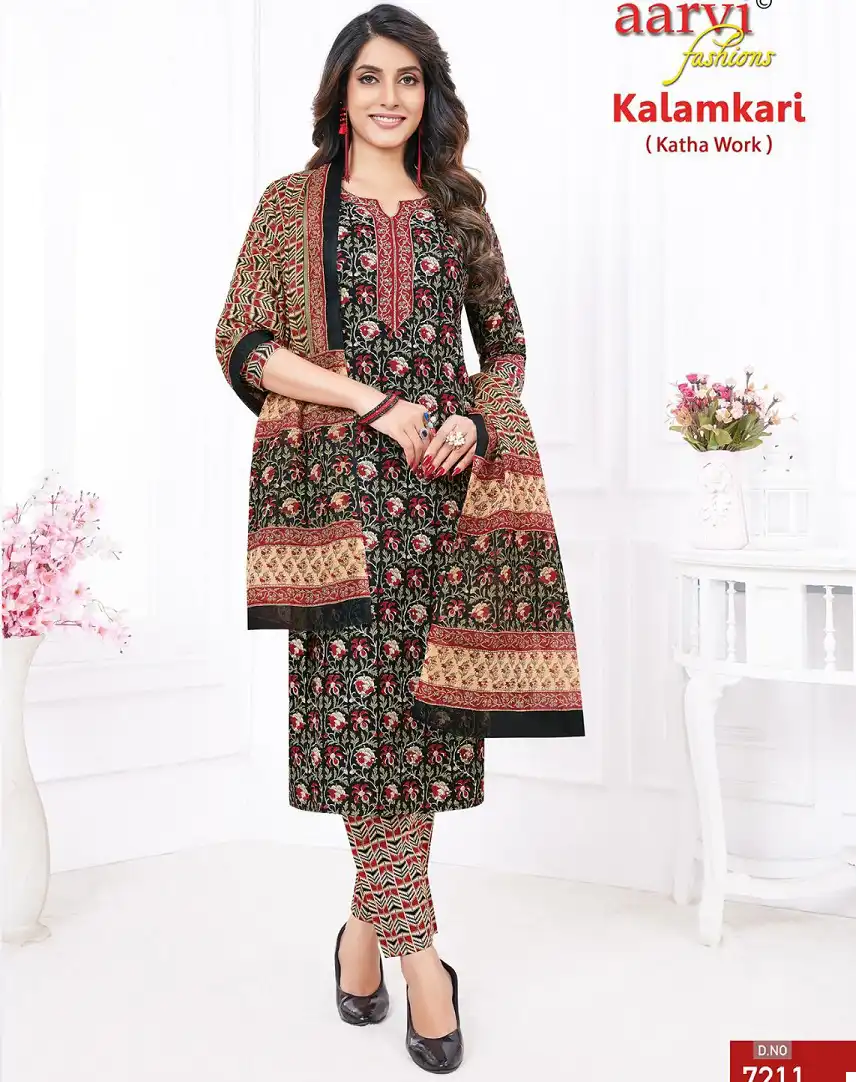Aarvi Fashion Kalamkari Vol-1 Heavy Cotton Wholesale Readymade Suit Catalog - 10 Pcs Set — Wholesale Salwar Suits, MPA wholesale from Surat — view 1
