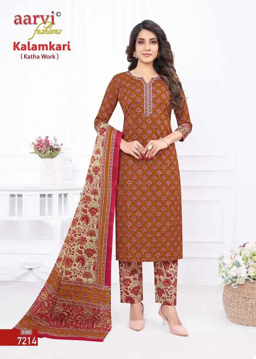 Aarvi Fashion Kalamkari Vol-1 Heavy Cotton Wholesale Readymade Suit Catalog - 10 Pcs Set — Wholesale Salwar Suits, MPA wholesale from Surat - Gallery Image 4