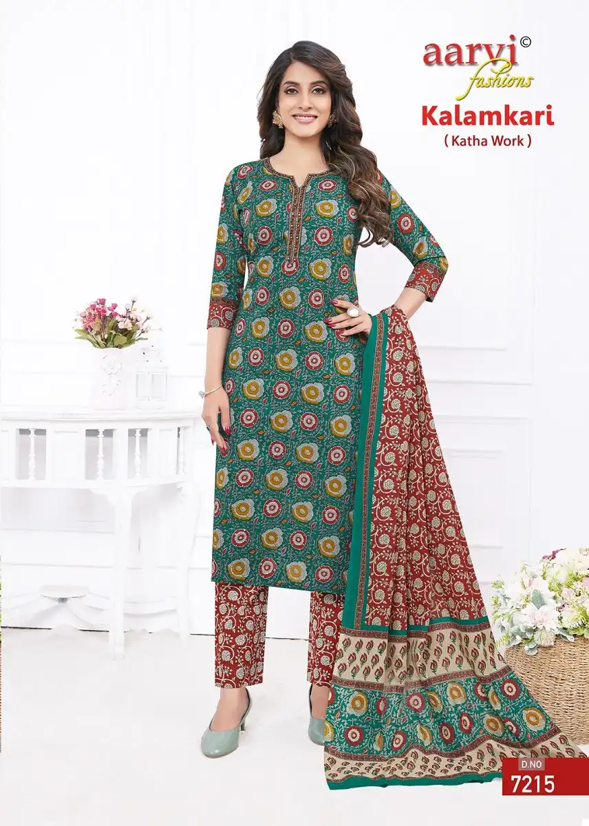 Aarvi Fashion Kalamkari Vol-1 Heavy Cotton Wholesale Readymade Suit Catalog - 10 Pcs Set — Wholesale Salwar Suits, MPA wholesale from Surat - Gallery Image 7