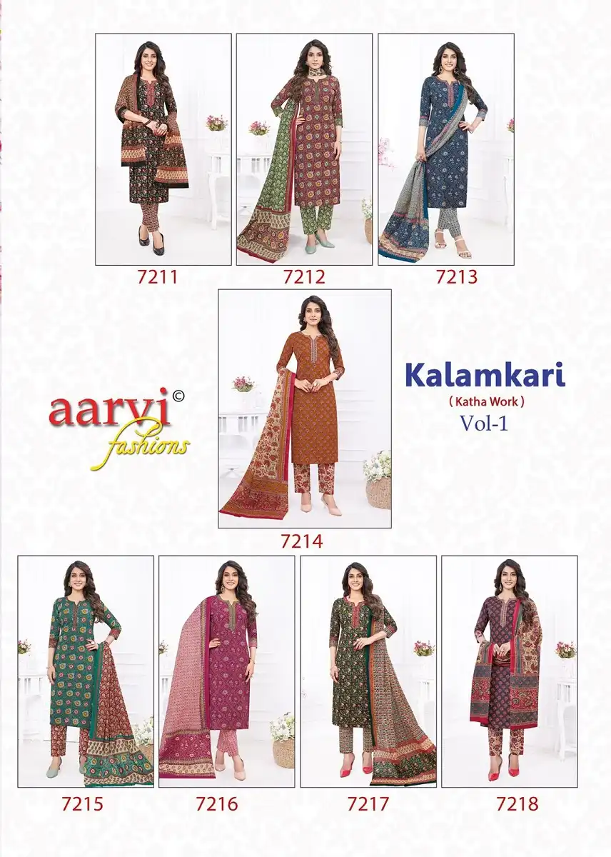 Aarvi Fashion Kalamkari Vol-1 Heavy Cotton Wholesale Readymade Suit Catalog - 10 Pcs Set — Wholesale Salwar Suits, MPA wholesale from Surat — view 9