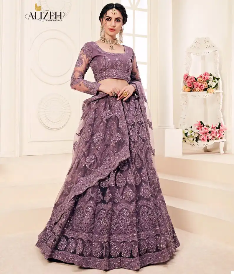 Alizeh Bridal Heritage Colour Saga 1002-B Butterfly Net Wholesale Bridal Lehenga Choli