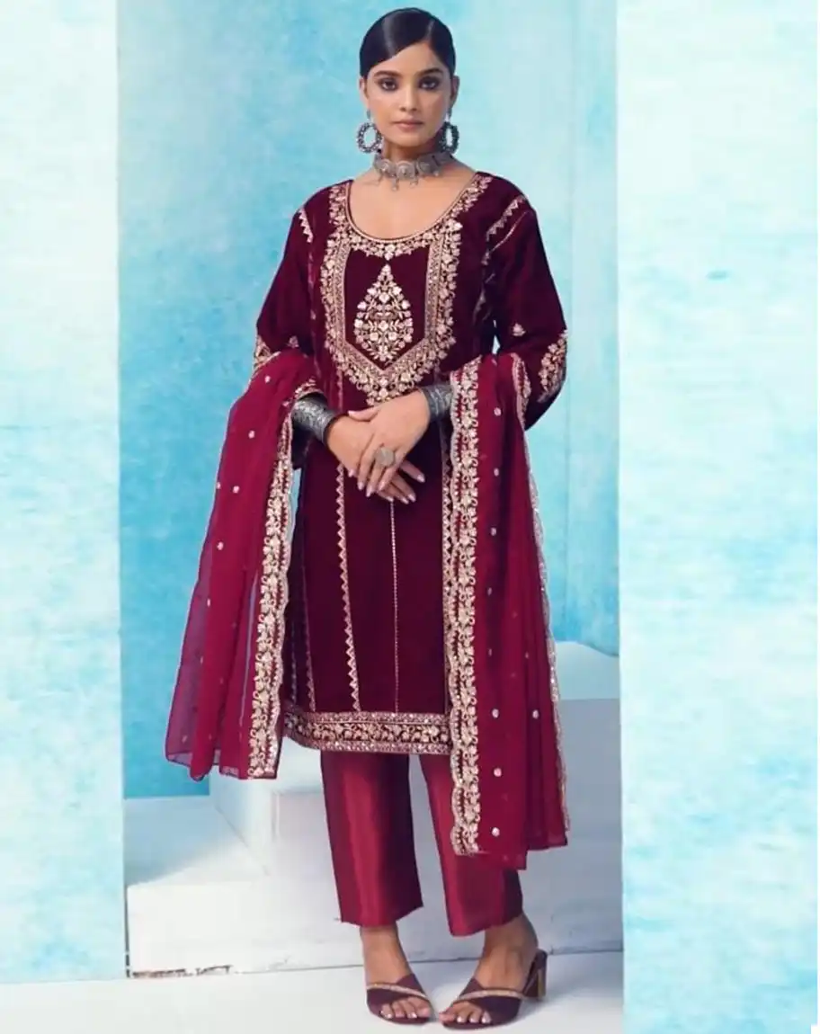 Anamsa 243 Heavy Pure Velvet 9000 Wholesale Pakistani Winter Wear Suit — Wholesale Salwar Suits, MPA wholesale from Surat — view 1