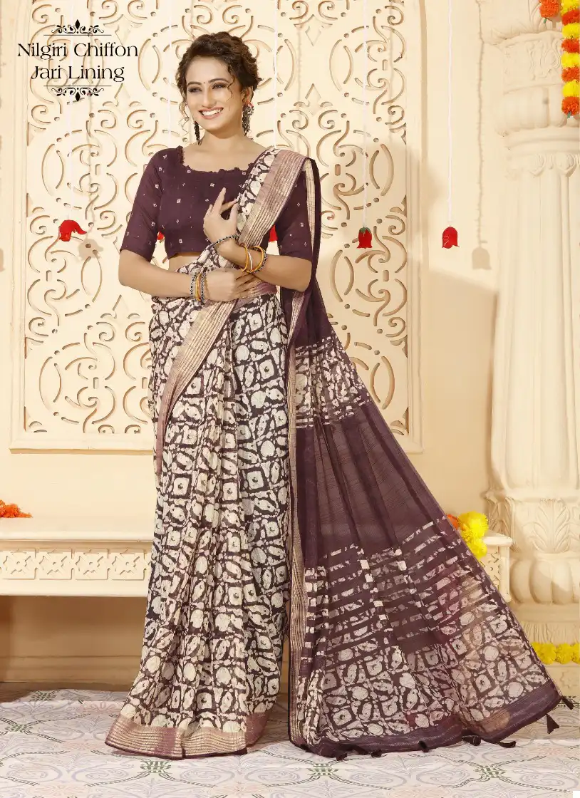 Vardan Ethnic Asha 11 Nilgiri Chiffon Wholesale Sarees Catalog — Wholesale Sarees, MPA wholesale from Surat - Gallery Image 2