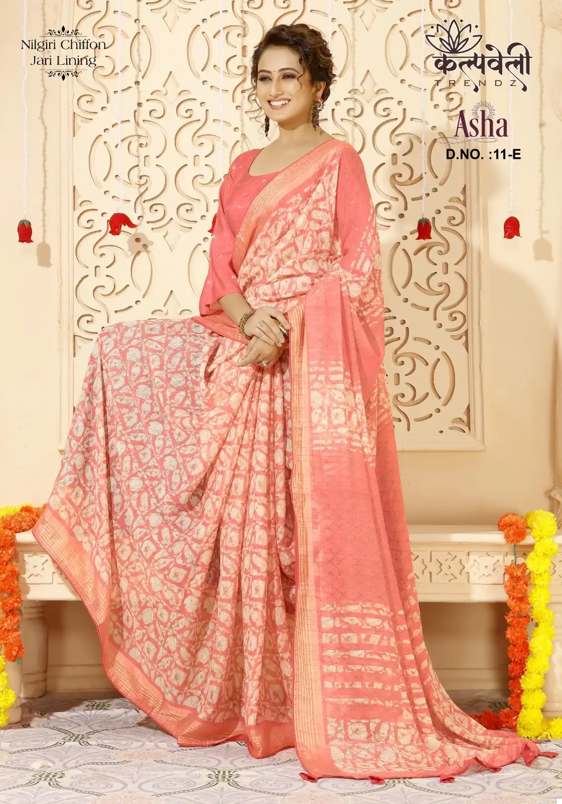 Vardan Ethnic Asha 11 Nilgiri Chiffon Wholesale Sarees Catalog — Wholesale Sarees, MPA wholesale from Surat - Gallery Image 4