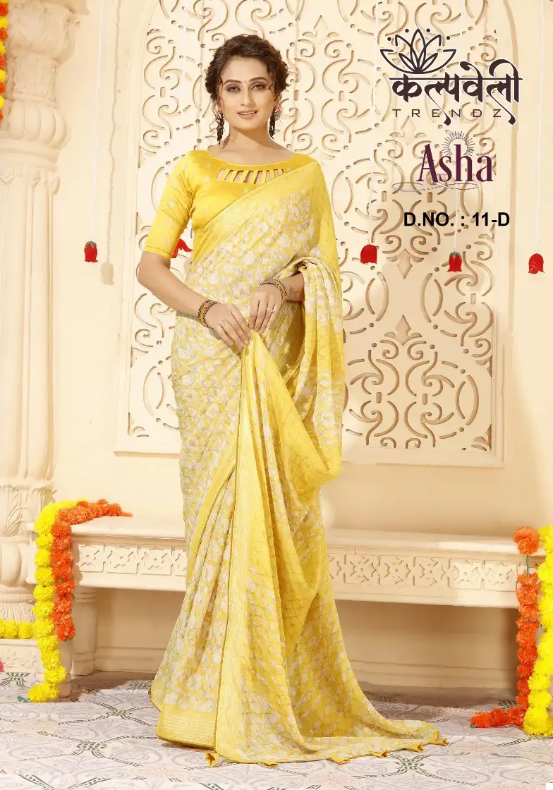 Vardan Ethnic Asha 11 Nilgiri Chiffon Wholesale Sarees Catalog — Wholesale Sarees, MPA wholesale from Surat - Gallery Image 5