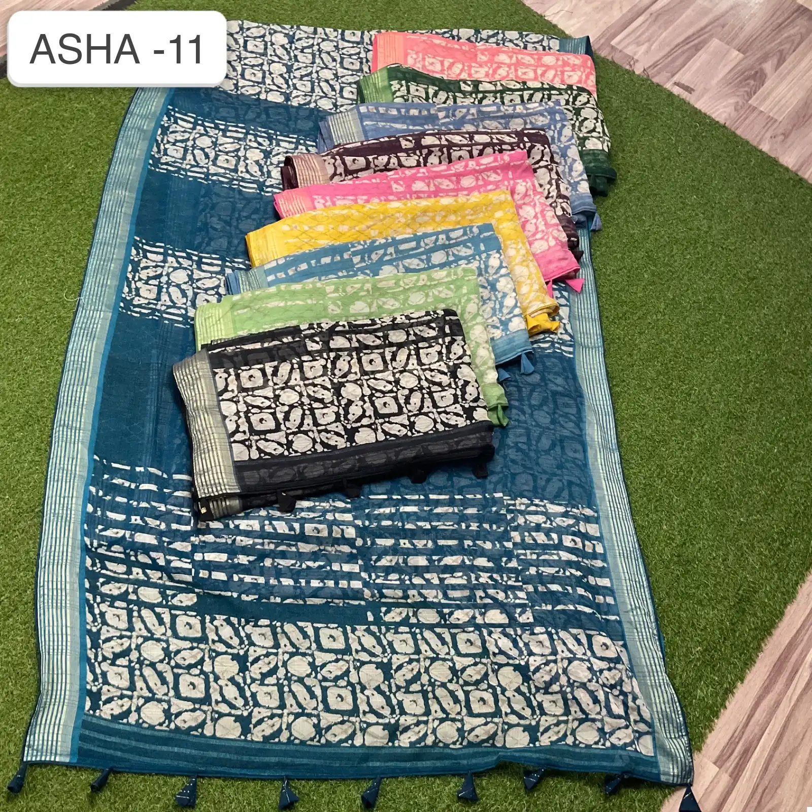 Vardan Ethnic Asha 11 Nilgiri Chiffon Wholesale Sarees Catalog — Wholesale Sarees, MPA wholesale from Surat — view 11