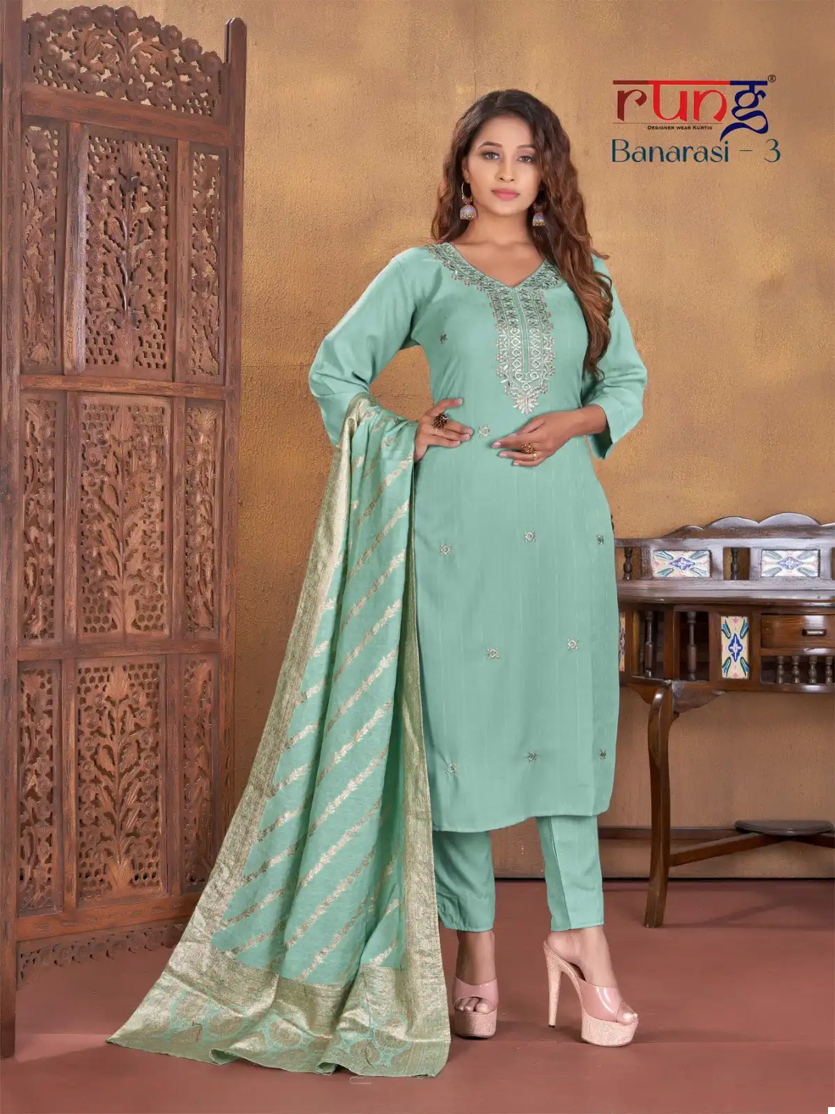 Rung Banarasi Vol 3 Heavy Viving Lining Riyon Wholesale Readymade Suits Catalog — Wholesale Salwar Suits, MPA wholesale from Surat - Gallery Image 3