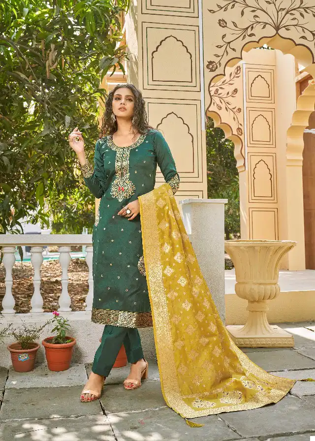 VE Banarasi Vol 6 Banarasi Silk Blend Wholesale Salwar Suit Catalog — Wholesale Salwar Suits, MPA wholesale from Surat - Gallery Image 2
