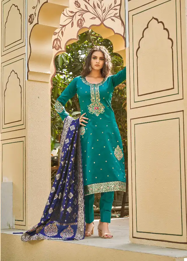 VE Banarasi Vol 6 Banarasi Silk Blend Wholesale Salwar Suit Catalog — Wholesale Salwar Suits, MPA wholesale from Surat - Gallery Image 4