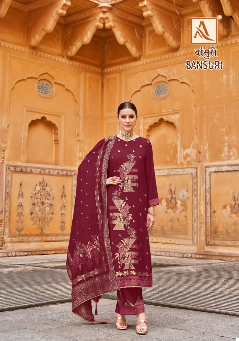 Alok Suits Bansuri Pashmina Jacquard Wholesale Winter Wear Salwar Suit Catalog - 6 Pcs Set — Wholesale Dress Material, Alok Suit wholesale from Surat - Gallery Image 7
