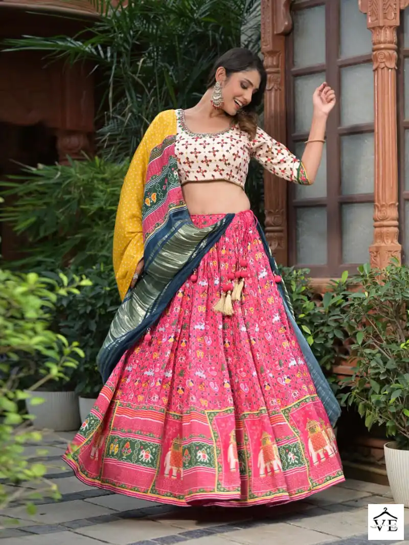 VE Basanti Vol 02 Pure Gaji, Jacquard Wholesale Designer Readymade Lehenga Catalog — Wholesale Lehenga, MPA wholesale from Surat - Gallery Image 3