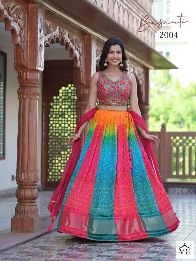 VE Basanti Vol 02 Pure Gaji, Jacquard Wholesale Designer Readymade Lehenga Catalog — Wholesale Lehenga, MPA wholesale from Surat - Gallery Image 4