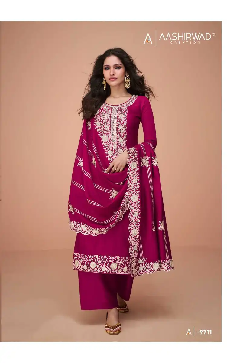 Aashirwad Benchmark Premium Silk Wholesale Designer Suits Catalog - 5 Pcs Set — Wholesale Salwar Suits, Aashirwad Creation wholesale from Surat - Gallery Image 4