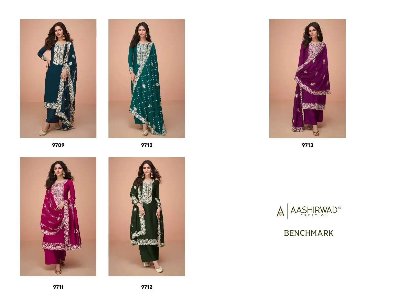 Aashirwad Benchmark Premium Silk Wholesale Designer Suits Catalog - 5 Pcs Set — Wholesale Salwar Suits, Aashirwad Creation wholesale from Surat — view 6