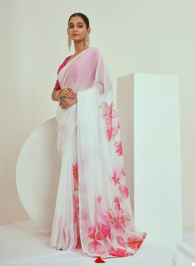 VE Blossom Georgette Wholesale Fancy Saree Catalog — Wholesale Sarees, MPA wholesale from Surat - Gallery Image 4