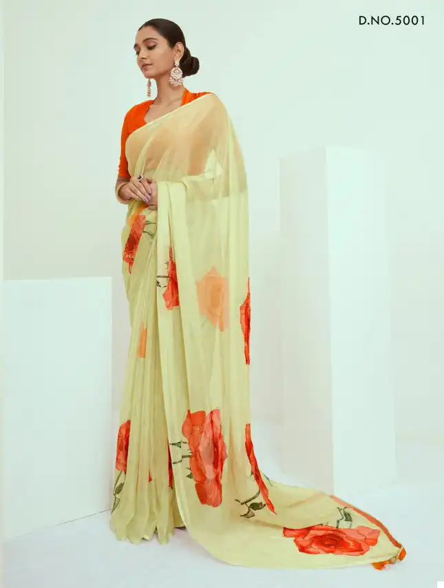 VE Blossom Georgette Wholesale Fancy Saree Catalog — Wholesale Sarees, MPA wholesale from Surat - Gallery Image 10