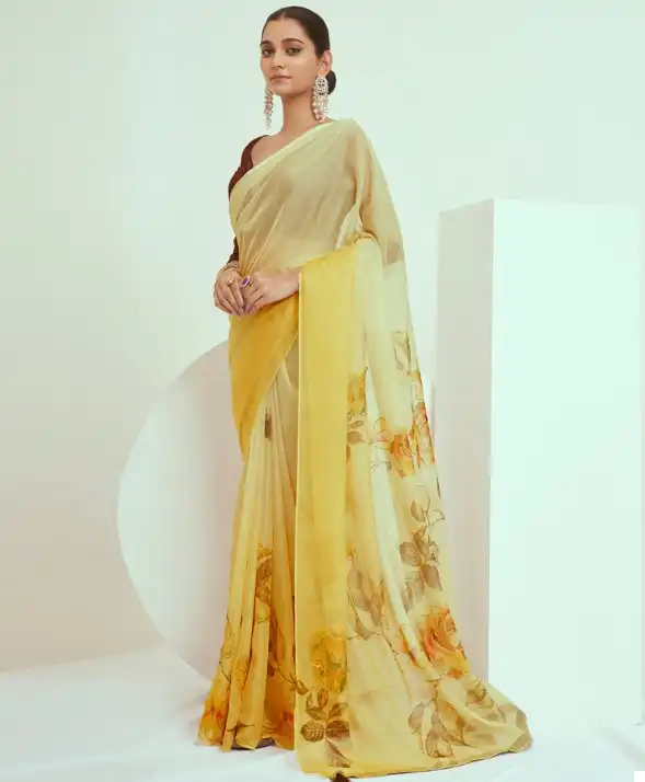 VE Blossom Georgette Wholesale Fancy Saree Catalog — Wholesale Sarees, MPA wholesale from Surat — view 1