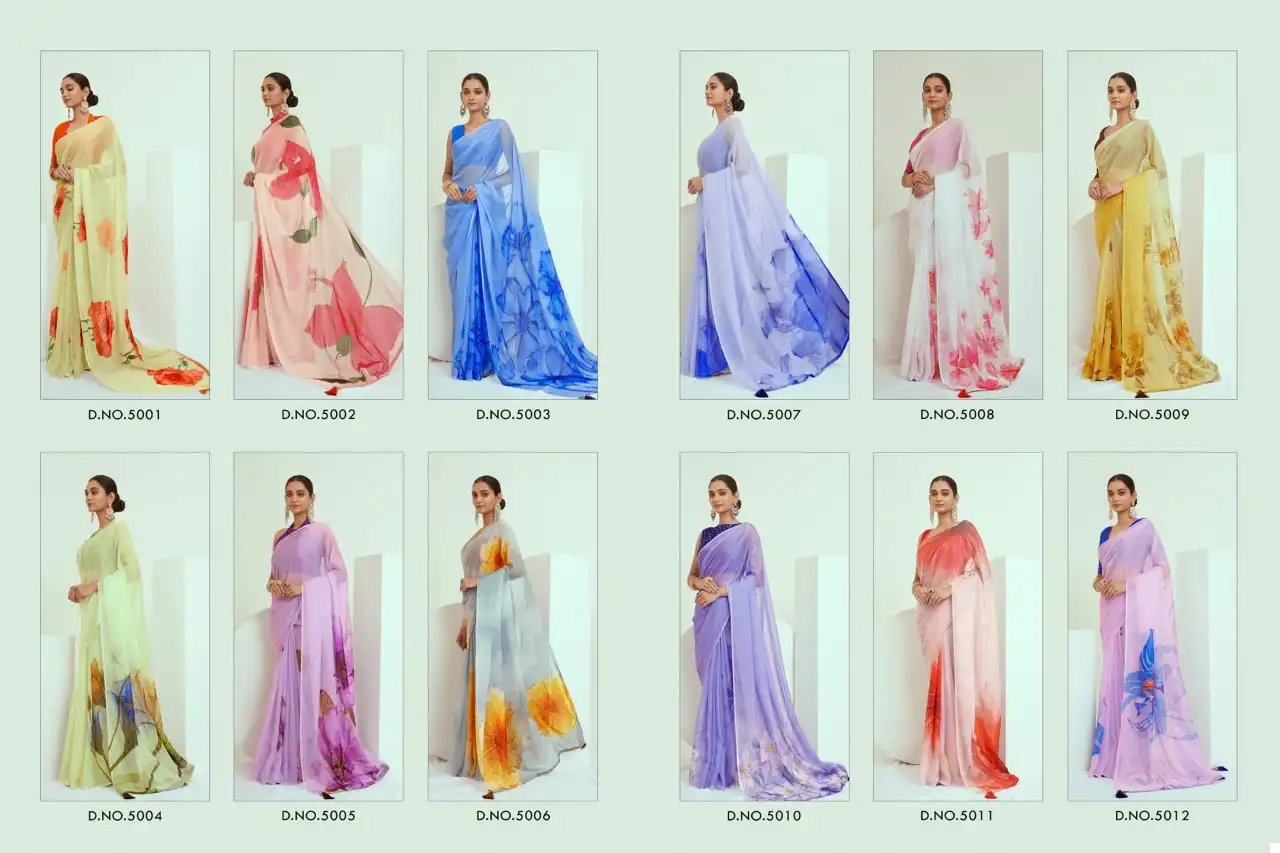 VE Blossom Georgette Wholesale Fancy Saree Catalog — Wholesale Sarees, MPA wholesale from Surat — view 13