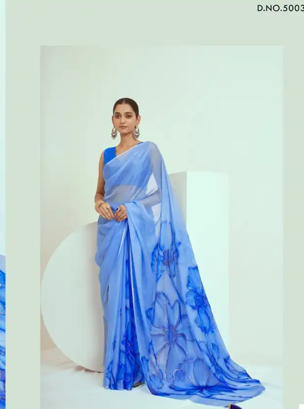 VE Blossom Georgette Wholesale Fancy Saree Catalog — Wholesale Sarees, MPA wholesale from Surat - Gallery Image 3